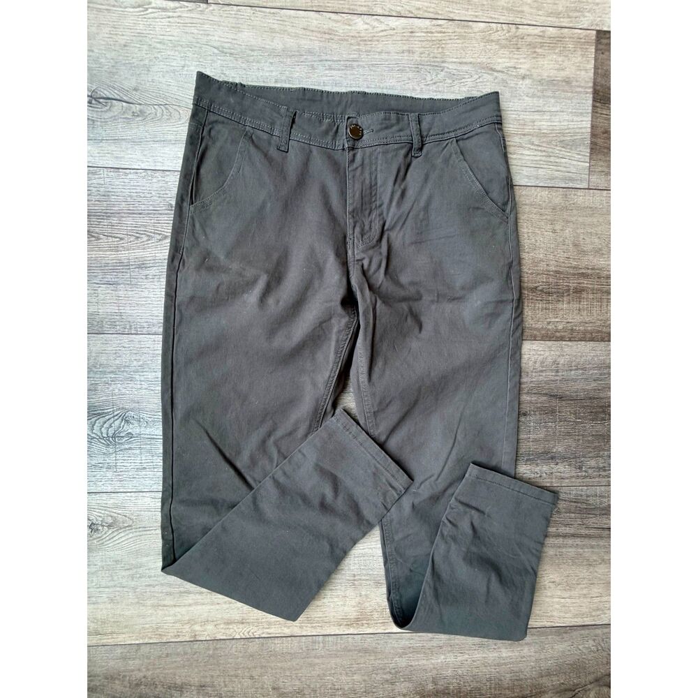 Plaid & Plain Mens Cotton Chinos Skinny Fit Lightweight Gray Denim